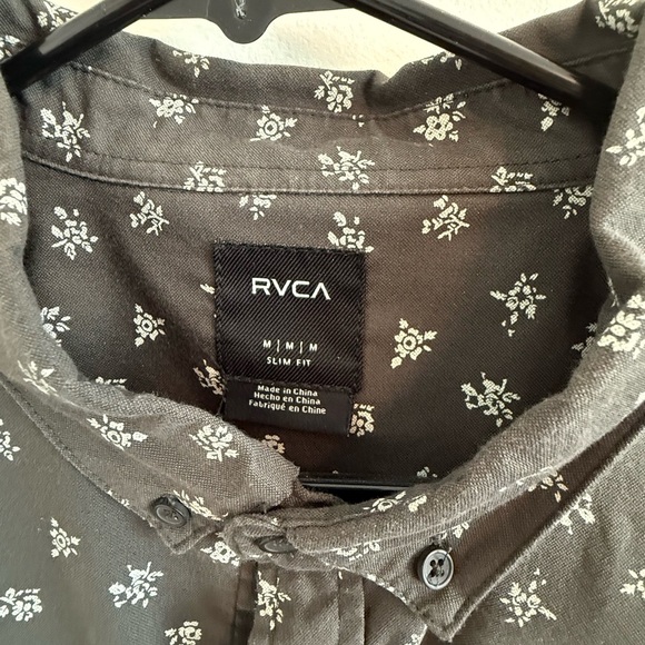 RVCA Gray and White Casual Button Down Shirt - Picture 2 of 4